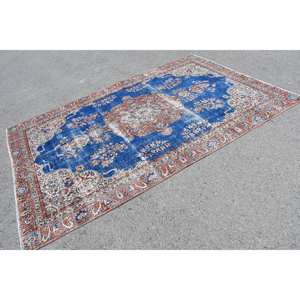 พรมขนแกะลายเย็บปะสีส้มสีน้ำเงินแบบดั้งเดิมขนาด5'8 "x 9 'สไตล์ตุรกีสไตล์ทาบริซยางเส้นใยวิสคอสสำหรับวัยรุ่นโถงทางเดินสี่เหลี่ยมผืนผ้าขนาด9x12" - Product Image 4