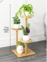 Support à plantes en bois écologique, 48 cm de haut, 3 niveaux, pour intérieur/extérieur, support pour pot de fleurs, largeur de base 18 cm, design durable pour la décoration de la maison et du jardin