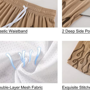 Short de sport pour hommes pour l'été Couleur unie Séchage rapide Respirant Coupe ample pour l'entraînement en plein air Basketball Style américain - Product Image 6