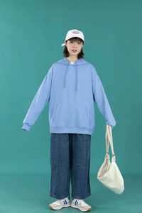 100% coton hommes décontracté surdimensionné à capuche pour bouffée impression en relief élégant Logo avant tissé tissu personnalisable tous les jours automne - Product Image 3