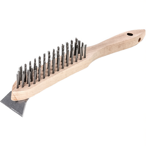 LESSMANN 290mm Wire Brush with <b>Scraper</b> 0.35mm Steel Wire 4 Rows Smooth Surface - Product Image 3