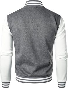 เสื้อแจ็คเก็ตเลตเตอร์แมนผู้ชายสำหรับฤดูหนาว ให้ความอบอุ่น สวมใส่สบาย คอตั้ง ปักโลโก้ด้านหน้า กันลม คุณภาพสูง เป็นมิตรกับสิ่งแวดล้อม แห้งเร็ว ระบายอากาศได้ดี - Product Image 4