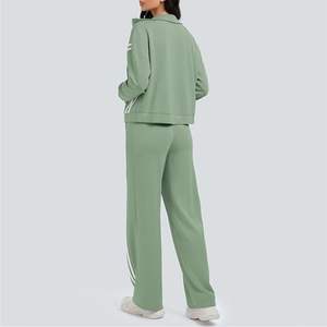 Ensemble de survêtement sportif pour femmes 2026, couleur personnalisée, logo imprimé de haute qualité, survêtement en velours décontracté, cordon de serrage, 2 pièces à capuche - Product Image 2