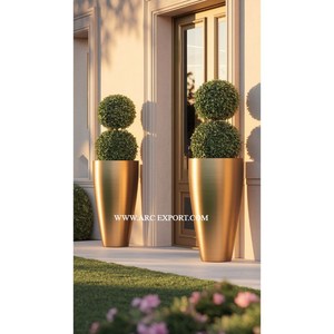 Juego de 4 macetas de flores y macetas de latón macizo chapado en oro para interiores, nueva colección de moda, macetas de flores modernas - Product Image 4