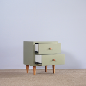 Mesita de Noche Infantil Florence de Madera Maciza Color Crema Estilo Moderno con Dos Cajones para Sala de Estar, Dormitorio o Habitación Infantil - Product Image 4