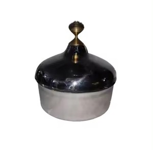 Marmite chaude en métal et acier inoxydable pour servir des aliments Conception unique Casserole de forme ronde Chauffe-plat pour mariage d'hôtel - Product Image 1