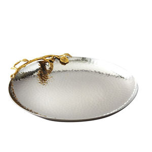 ถาดเสิร์ฟอาหารและเครื่องดื่มสแตนเลสเคลือบเงาพร้อมที่จับทรงกลมสำหรับบ้านและโรงแรม - Product Image 3