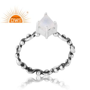 Meilleure vente 925 argent Sterling naturel arc-en-ciel lune pierre gemme bague fabricant de bijoux personnalisés - Product Image 1