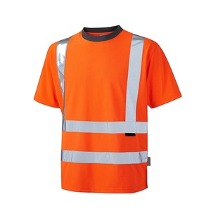 เสื้อยืดคอกลมแขนสั้น Hi VIS viz เสื้อใส่ทำงานป้องกันน้ำสะท้อนโลโก้โพลีเอสเตอร์/ ผ้าฝ้าย - Product Image 1