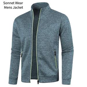 Mens Color Blocked <b>Zip</b>-<b>Up</b> <b>Jacket</b> Soft Knitted Sleeves and Stand Collar for Outdoor Casual Wear - Product Image 6