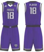 Conjuntos de uniformes de baloncesto para hombres de la Liga de equipos de Club hechos a medida Reversible con camisetas de baloncesto de impresión digital de doble capa corta