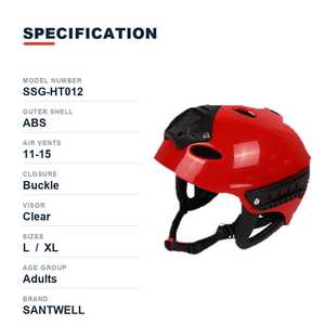 Roter ABS Wassersport-Helm V-Typ Geschlitzter Sicherheitshelm mit Visier 6 oder 12 Aufhängungspunkte für Surfen Kajak - Product Image 5