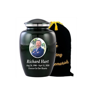 Personalized Photo Cremation Urns <b>for</b> Adult <b>Ashes</b> Male Female Custom Burial Urns <b>for</b> Human <b>Ashes</b> Handcrafted Custom Size Green - Product Image 1