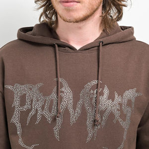 Sweat à capuche en coton avec strass d'usine OEM pull-over personnalisé à épaules tombantes sweats à capuche pour hommes vente en gros - Product Image 3