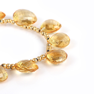 ลูกปัดพลอยสีเหลืองเรียบรูปหัวใจ briolette สีเหลืองธรรมชาติทรงเหลี่ยมเพชรพลอย Citrine - Product Image 1