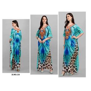 Exclusif fantaisie imprimé fleuri polyester crêpe femmes longueur au sol caftan conception lourde maillots de bain Promwear Collection pakistanais - Product Image 2