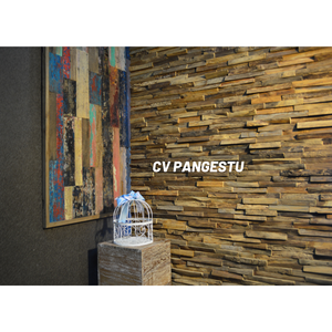 Gạch lát mosaic hình vuông 3D PANGESTU làm từ gỗ tếch tái chế hiện đại, kích thước 30x30mm, dùng cho tường trong nhà biệt thự