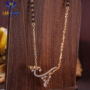 Labstone's 0.69 TDW เพชรทรงกลมสีเหลืองทอง mangalsutra สำหรับงานแต่งงานและของขวัญ EF-VS สีโรเดียมชุบ - Product Image 2