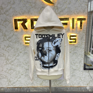 Bon taux qualité supérieure le plus demandé fermeture éclair à capuche bouffée imprimé fabriqué en usine pas cher prix sweats à capuche hommes sweats à capuche - Product Image 4