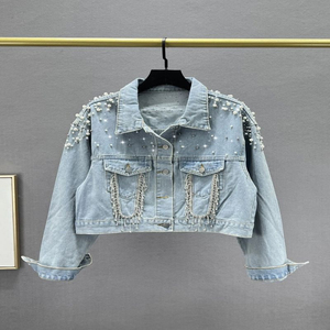 แจ็กเก็ตยีนส์ทรงหลวมสำหรับผู้หญิงเสื้อแจ็กเก็ตแฟชั่นโอเวอร์ไซส์สำหรับฤดูใบไม้ผลิฤดูร้อนโลโก้ออกแบบได้ตามต้องการ - Product Image 6