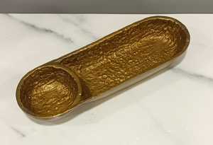 Bandeja de Servicio Ovalada de Aluminio Fundido de Diseño Moderno y Multifuncional, con Dos Partes, Acabado Texturizado Decorativo y Patrón Escénico - Product Image 4