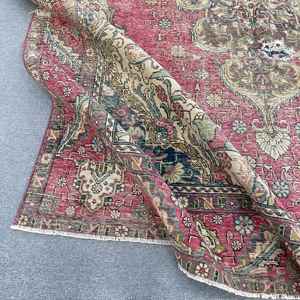 Tapis turc vintage surdimensionné 8,9x11,9 pieds, tapis oriental rouge en laine - Product Image 4