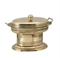 Plat de service chauffant en acier inoxydable doré CFS12 White Royals, personnalisable en couleur et taille, idéal pour la restauration, les buffets et les réceptions.