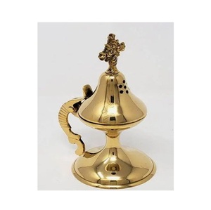 Hand Engraving Design Luxury Incense Burner <b>Cross</b> On <b>Top</b> Decorative Crafts Wedding Decor Censer Home Decoration Product - Product Image 2