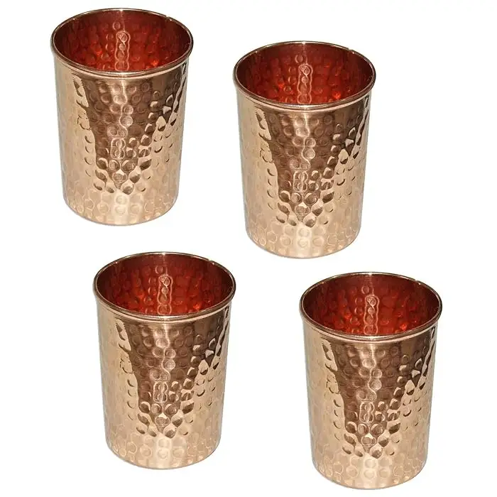 プレミアム品質の美しい外観の純粋な銅槌で打たれたタンブラーガラスカップ水用装飾された大きなカスタムタンブラー用ドリンクウェア