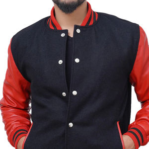 Veste universitaire en cuir noir de haute qualité pour femmes manches en cuir broderie à logo personnalisé à prix bon marché - Product Image 1