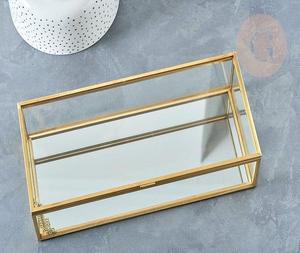 Boîte à bijoux en verre transparent et laiton avec cadre en métal décoratif de luxe mallette de rangement en métal de conception populaire - Product Image 2