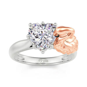 Bague de mode en argent sterling Jeulia Hug Me Fiery Passion Flamingo Heart Cut - Product Image 3