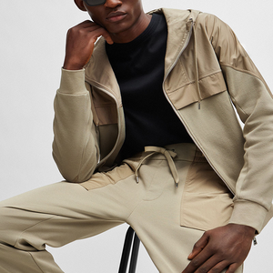 Personalizado 100% algodón hombres invierno Jogger conjunto bordado Etiqueta Privada Sudadera con capucha y sudadera patrón sólido impreso chándal capucha - Product Image 3