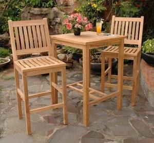 Ensemble table de bar en teck et chaises de bar fabriqué en Indonésie - Product Image 2
