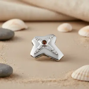 Colgante de Cruz de Granate en Oro Rosa y Plata 925 para Mujer, Joyería de Piedras Preciosas con Baño de Rodio y Dije con Diseño de Gota de Agua - Product Image 3