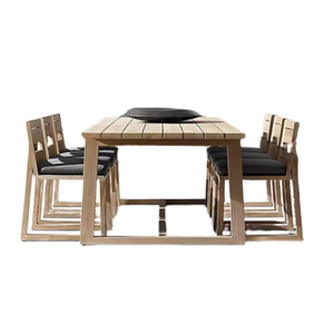 Mobilier d'extérieur de style scandinave de haute qualité ensemble de salle à manger en teck mobilier d'intérieur d'extérieur ensemble table et chaises de salle à manger - Product Image 1