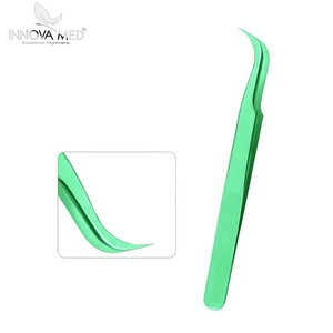 Pinzas de Acero Inoxidable Verdes para Extensión de Pestañas, Herramientas Personalizadas para Artistas Profesionales de Pestañas, por INNOVAMED INSTRUMENT - Product Image 3