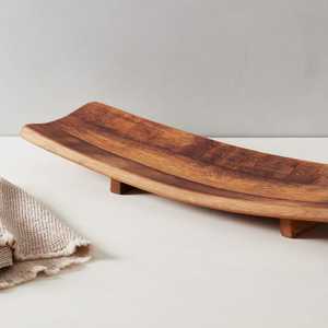 Plateaux en bois de service de nourriture faits à la main Vaisselle de forme incurvée Décoration de mariage Anniversaire et autres plateaux en bois - Product Image 2