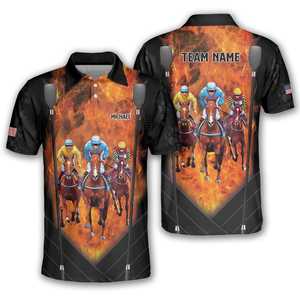 Polo Ecuestre para montar, camiseta de manga corta de tela elástica transpirable de secado rápido para entrenamiento y uso al aire libre - Product Image 1
