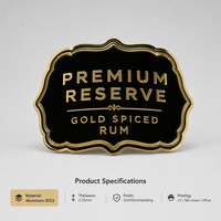 Étiquette autocollante en métal aluminium gaufré personnalisée, logo pour bouteille de vin, parfum, emballage de luxe, étiquettes de marque
