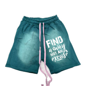 Custom Screen Printed Men's Summer Acid <b>Wash</b> Shorts Adult Men's Vintage Sun Fade 100% Cotton Sweat Shorts Casual Style Solid - Product Image 3