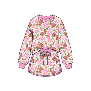 Toddler Girls Pink Baseball <b>Heart</b> Print Set Long Sleeve <b>Top</b> with Skirt Two Pieces Boutique Outfit - Product Image 2