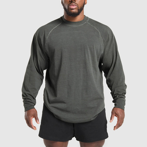 Camiseta informal de manga larga con cuello redondo para hombre al por mayor, camiseta de entrenamiento y ropa de calle de algodón de primera calidad - Product Image 4