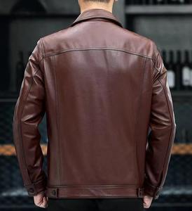 แจ็คเก็ตหนังบอมเบอร์สำหรับผู้ชายแจ็คเก็ตหนังขี่มอเตอร์ไซค์แบบสตรีทแวร์โลโก้มหาวิทยาลัย - Product Image 3