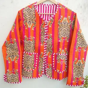 Chaqueta de Invierno para Mujer, Manga Larga, Algodón Estampado, Corte Regular - Product Image 4