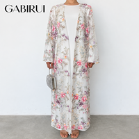 Ensemble 2 pièces de luxe Modestfashion pour femmes musulmanes, broderie perlée, robe intérieure Abaya à fleurs blanches, pour l'Aïd, les fêtes et les mariages MSL896