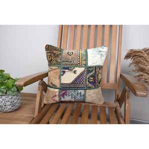 Luxury 16x16 Inch Beige Kilim Patchwork Wool Pillow Vintage <b>Fluffy</b> Woven Throw Pillow for <b>Bedding</b> Sofa Portable Rustic Feature - Product Image 1
