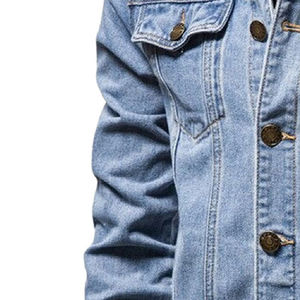 Vente en gros Veste en jean en pur coton pour hommes Vestes en jean à manches longues personnalisées pour hommes en bleu déchiré, pré-lavé et enduit - Product Image 5