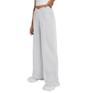 2026, pantalones de chándal planos de piernas anchas transpirables de cintura media para mujer, pantalones acampanados holgados con bolsillos, primavera Regular - Product Image 5