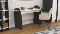 Escritorio de estudio Hope de aglomerado de 18mm de Venta caliente del fabricante turco, diseño moderno con banda de borde gris para dormitorio o escuela